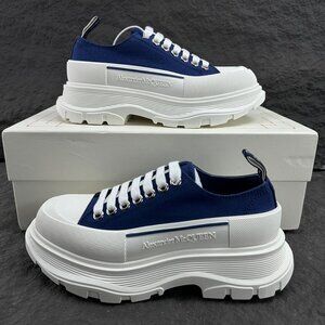 Alexander McQueen Dark Blue Canvas Platform Sneakers